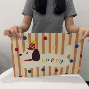 แผ่นรองจานลายการ์ตูนน่ารัก แผ่นเสื่อดูดซับน้ำสไตล์มินิมอล dry mat ที่้รองจาน แผ่นรองแก้ว กันลื่น 30*45cm