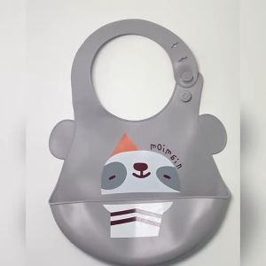 Baby Bibs Waterproof Softie Cartoon Silicone Toddler Feeding Adjustable Apron with Pocket 100% Food Grade Silicone BPA Free for Infant Toddlers 6Mos+ Washable foldable Saliva Towel