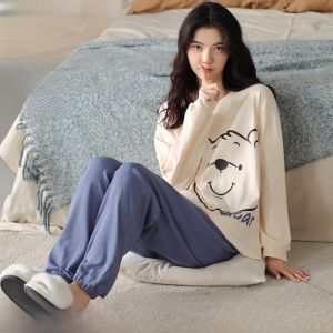 MiiOW | Pure Cotton Cat Person Sleepwear Womens Spring Autumn Style Overhead Home Clothes Set 2025 New Arrival Casual Long Sleeve
