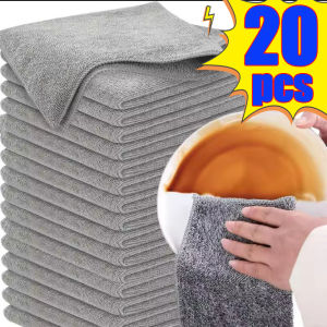 【XZxinzhan】20Pcs Bamboo Charcoal Fiber Cloth Kitchen Pan Pot Dish Cleaning Towels Household Thick Absorbent Soft Dishcloth Wipes Rags Clean Tools