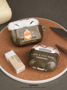 KOERCASE Grid Bread Bear Earphone Hard Shell Case Creative Design Compatible with Apple AirPods 1/2/4 New 3rd Gen pro 2nd Gen Wireless Bluetooth Illustration Graffiti Protective Cover