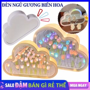 Đèn Ngủ Biển Hoa Hình Đám Mây Gương - Đèn Led Ngủ Hoa Tulip Tự Làm Decor Dễ Thương - Đèn Trang Trí Bóng Đèn Led Đèn Ngủ Hoa Tulip Gường Đèn 2in1 Sang Trọng