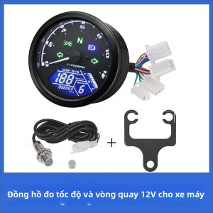 Đồng Hồ Đo Tốc Độ Kỹ Thuật Số LCD 12000 Vòng/phút Đồng Hồ Đo Quãng Đường Đồng Hồ Đo Vòng Tua Máy Cho Xe Máy 1-4 Xi-lanh Chống Nước Dành Cho Kawasaki BMW