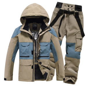 Ski Suit Mens and Womens Suits Winter Windproof Waterproof and Warm Childrens Matching Anorak Suspenders Suit Equipment