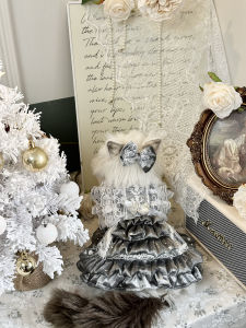 High-Definition Silver Snowflake Pet Clothes Cat Gold And Silver Gradient Party Tea Break Skirt Picnic Butterfly Dog