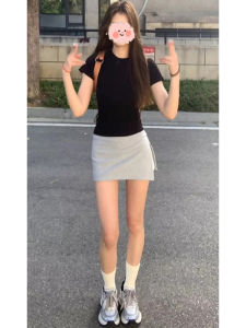 Sporty Mini Skirt for Women High Waist A-Line Yoga Pants Side Slit Anti-Light Slimming Bodycon Skirt Commute Style Half-length