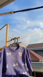 Setelan PEVITA baju anak perempuan bahan knit waffle motif pita usia 2-12 tahun