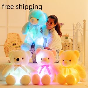 หมีเท็ดดี้แบร์เรืองแสงหลากสี30/50/75ซม. ตุ๊กตาของเล่น Kawaii เรืองแสง Led สว่างขึ้นตุ๊กตาของเล่นยัดไส้เด็กของขวัญคริสต์มาสวันวาเลนไทน์ปัจจุบัน