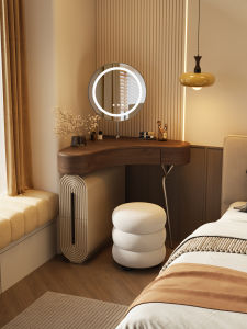Retro Style Corner Vanity and Storage Cabinet