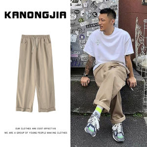 Mens Straight Leg Workwear Pants Loose Fit American Style Casual Trousers Spring Fashion Retro Wide Leg Long Pants