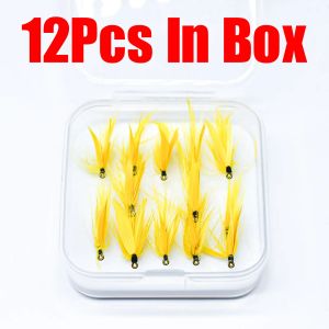 Topranc Hand Tied Yellow Dry Fly Fishing Lure Feather Artificial Insect Bait Fly Tackle for Trout Salmon Freshwater Fly Fishing