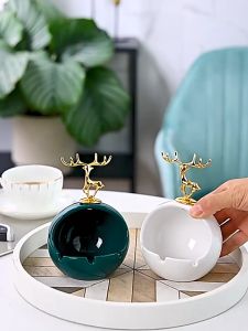 Asbak Keramik Rusa Mewah Luxury Gold Fawn Derr Ceramic Ashtray