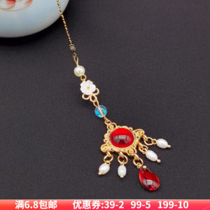 จี้ห้อยคิ้วเครื่องประดับผมสไตล์โบราณเครื่องประดับหน้าผากแต่งพู่แบบเรียบง่ายหน้าผากเครื่องประดับชุดโบราณจี้ห้อยคิ้วไข่มุกเครื่องประดับหน้าผากชุดฮั่นฝู