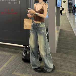 Quần Jeans Denim Ống Rộng Thẳng Dài Cạp Cao Cho Nữ Quần Dài Ôm Dáng Quần Jeans Retro Mỹ Cỡ Lớn