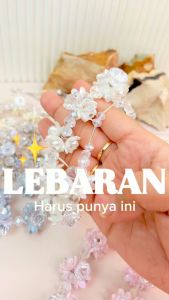 𝐉𝐀𝐂𝐄 - KALUNG HIJAB Fashion Kalung Mutiara Crystal Kristal Beads Bunga Flower Pearl Premium Necklace