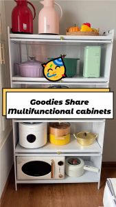 5layer Kitchen Cabinet Microwave Oven Rack Storage Shelves with Door Multifunctional shelf Kabinet Rak Dapur 厨房置物架