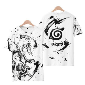 Bandai | Animation Surrounding Clothing Naruto Sasuke Yuzhi Bo Kat Kakashi Impression Cartoon Summer Men Short-sleeved T-shirt