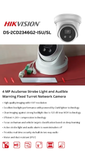 Hikvision Camera DS-2CD2346G2-ISU/SL 4 MP AcuSense Strobe Light and Audible Warning