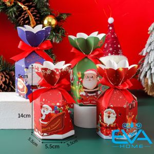 Combo 5 Hộp Đựng Quà Giáng Sinh Hoa Sen / Hộp Giấy Đựng Quà Noel Kết Nơ Hoa Nhiều Hoạ Tiết