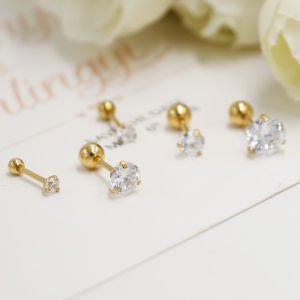 Titanium Steel Earrings for Women Fashionable Alloy Inlaid Artificial Gemstones Couple Appropriate Non-Allergic Accessories