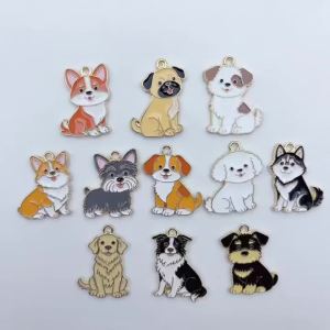 10PCS Mặt Dây Chuyền Hình Chó Con Hoạt Hình Bằng Hợp Kim Mạ Men Dùng Làm Trang Sức Tự Làm Hoa Tai Vòng Tay Móc Khóa Quà Tặng Tiệc Tùng