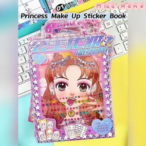 Makeup Sticker Book Princess Fun DIY Diamond Sticker Make A Face Sticker Book for Kids Buku Sticker Kanak Kanak 化妆贴纸