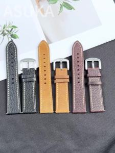 Handmade Genuine Leather Watchband 20mm 22mm Stitching Cowhide Watch Strap for Seiko for Omega Vintage Brown Black Bracelet Belt