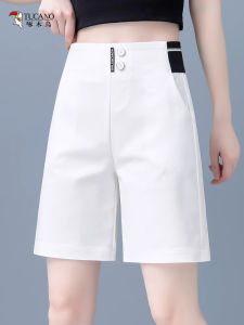 Quần Short Ống Đứng Rộng Rãi Mùa Hè Cho Nữ Cạp Cao Quần Dài Thường Ngày Bằng Vải Dệt Kim Thoải Mái Thoáng Khí