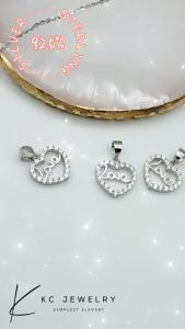 KC Jewelry S925 Silver - White Gold Plated Diamond Heart Love Pendant