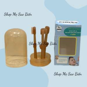 Set bàn chải và tưa lưỡi silicon cho bé gấu con Finley