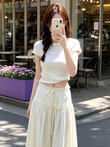 LIRUSHAN | Korean Style Petite Summer 2026 New Short Sleeve Dress and Shorts Set for Pear-shaped Figure