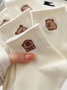 Pure Cotton Short Socks for Women Low Waist Thin Summer Spring Cartoon Print Absorbent Breathable Cute Water Vole Socks