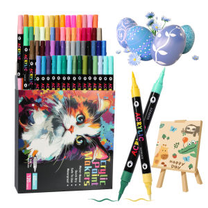 24/48/72/96/120 Colors Acrylic Paint Markers Set –Dual-Tip Pens for Rock Painting Crafts & Artwork – Vivid Quick-Dry Pigment