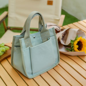 Trendy White Canvas Handbag for Working Students Korean Style Artistic Bento Bag Versatile Matching Casual Messenger Bag