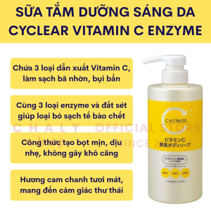 Sữa tắm dưỡng sáng mịn da Cyclear Vitamin C Enzyme Body Soap 500ml Nhật