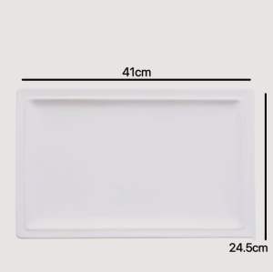 10”-16” White Ceramic Rectangle Steak Plate Serving Plate Dinner Plate Microwave Safe | Pinggan Stik Seramik Putih 白色陶瓷牛排盘西餐碟