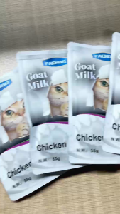 LDECO Goat Milk Cat Wet Food Pouch 85g | Pet Wet Food | Chicken & Codfish & Milk | Cat Treat Easy To Digest