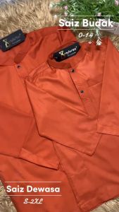 NEW Design Baju Kurta Brand Sempurna Brick Orange Regular Slim Fit Cotton Sedondon Baju Raya - D017K / KD