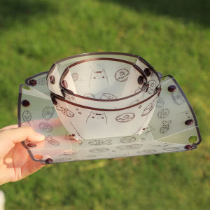 Japan Outdoor Folding Tableware Camping Lightweight Portable High Temperature Resistant Instant Noodle Bowl Cup Dinner Plate Travel Set