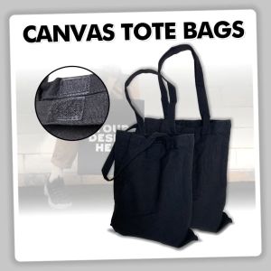 WPS Customizable Canvas Tote Bag Plain Black ideal for Groceries School Supplies Beach Gear or Everyday Use
