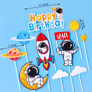 Childrens Day New Arrival Astronaut Cake Ornaments Space Boy Aerospace Rocket Birthday Decorative Card