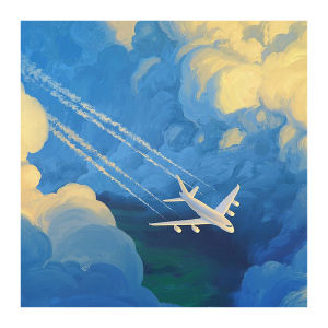 Abstract Clouds Hand-painted Oil Canvas Modern Decorative Artwork for Living Room Childrens Room Cartoon Plane Texture Painting