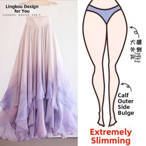 NUMEN BUTTON | Layered Ruffles Gradient Dye Skirt