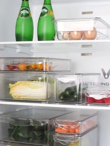 Johor Seller | Refrigerator storage box can be stacked plastic storage box rectangular noodles vegetable fruit kitchen storage box