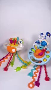 ของเล่นแบบสายดึงสำหรับเด็กทารกของเล่นฝึกประสาทสัมผัสของเล่นสำหรับเด็กทารกซิลิโคนเพื่อพัฒนาการของฟัน