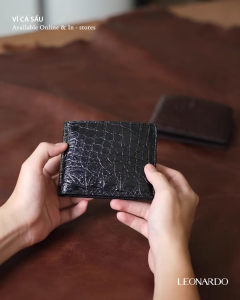 Leonardo Ví Da Cá Sấu Thật 100% Cao Cấp Crocodile Collection Thiết Kế Dáng Đứng Ngang Sang Trọng