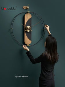 Nordic Large Size Luxury Fashion Artistic Personalized Clock Wall Clock Creative Living Room Decor Mandelda Imported Environmentally Friendly Material Battery Powered