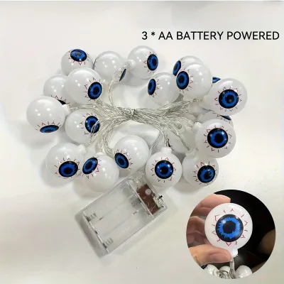 Halloween Eyeball LED String Lamp Battery Powered Creepy Glow Eye Decor Prop For Home Balcony Outdoor Yard Holiday Party Decor