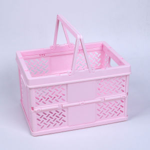 Multifunctional Foldable Storage Basket with Handle Plastic Folding Box Home Desktop Storage Organizer