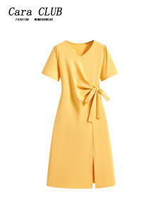 CaraCLUB plus Size Short Sleeve Asymmetrical Dress Womens Summer New Style Elegant Age-Defying Design High Waist Polyester Fiber